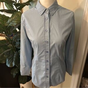 New York and Company blue button up blouse, size XS stretch